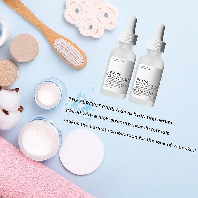 Bundle Face Care Set Facial Treatment: Hyaluronic Acid with 2% + Vitamin B5 and Niacinamide 10% + Zinc 1%, Hydrating Face Serum for Women Radient And Smooth Skin, Anti-Aging