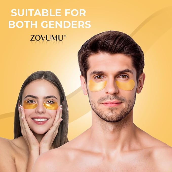 Under Eye Patches (30 Pairs) 24K Gold Skin Care Eye Mask - Puffy Eyes & Dark Circles Treatments - Eye patches Pads With Collagen, Hyaluronic Acid & Castor Oil, Skin Care for Men & Women Gift