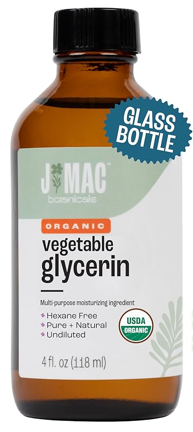 J MAC BOTANICALS, Organic Vegetable Glycerin (Glass Bottle)