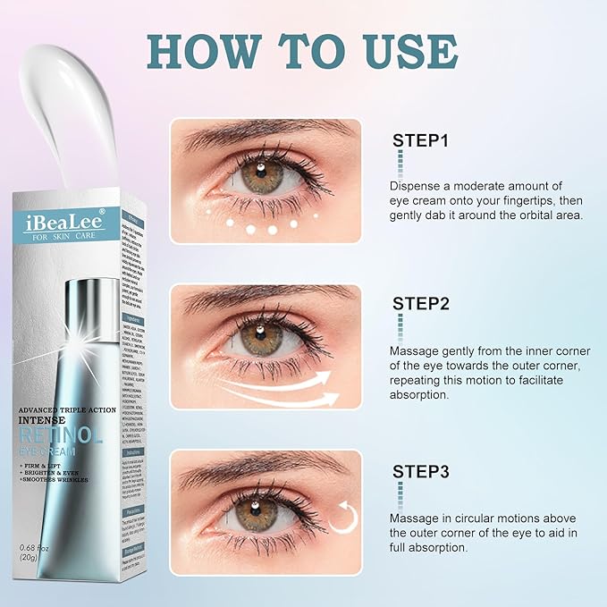 Retinol Eye Cream for Dark Circles & Wrinkles–Brighten & Smooth– Anti-Aging Under Eye Treatment with Retinol & Hyaluronic Acid–Fights Fine Lines, Puffiness & Dark Spots Fragrance– 0.68 fl.oz-BBBB