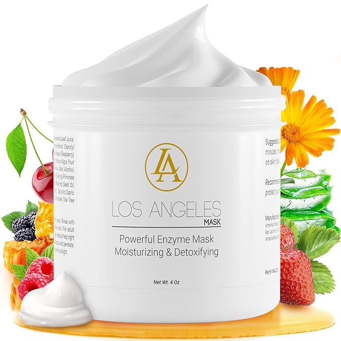 Los Angeles Enzyme Mask - Exfoliating Face Mask with Allantoin, Fruit Extracts, Manuka Honey - Moisturizing Face Mask - Hydrating Face Mask - Pore Cleansing Mask - USA (4oz)