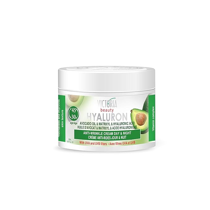 Hyaluron Anti-Wrinkle Cream with Avocado Oil - for Mature Skin (Age 30+) - Intensive Natural Cream for Day & Night With UV Filters
