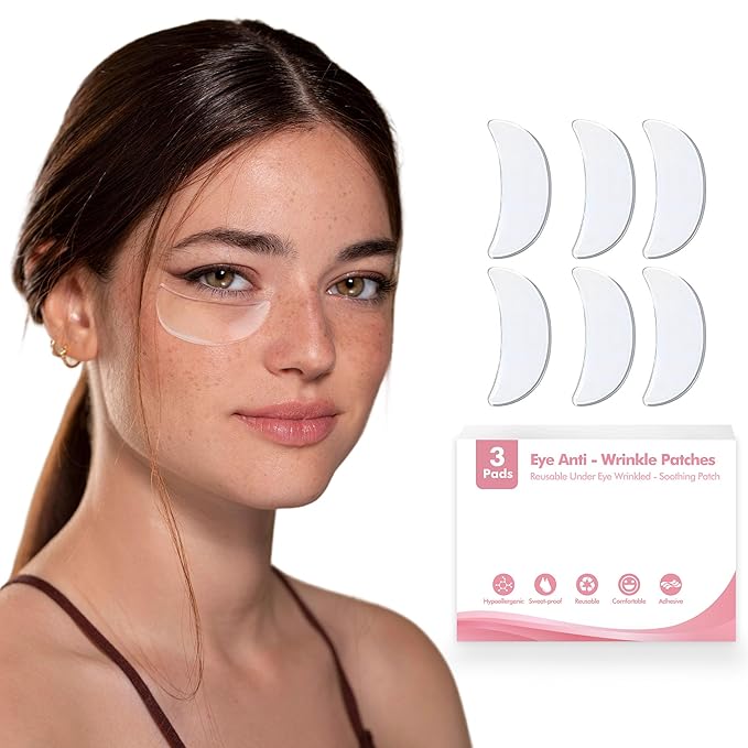 Reusable Wrinkle Patches 3 Pack - Silicone Fusion Treatment Forehead Patches for Brow Lift, Wrinkle Smoothers, Reduce Frown Lines & Face Lift (Eye)