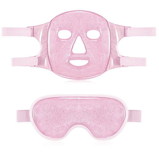 Geyoga Gel Ice Face Eye Mask Cooling Face Eye Masks for Reducing Puffiness, Dark Circles, Redness, Pain Relief, Migraine, Stress, Hot/Cold Pack Compress with Soft Plush Backing(Pink)