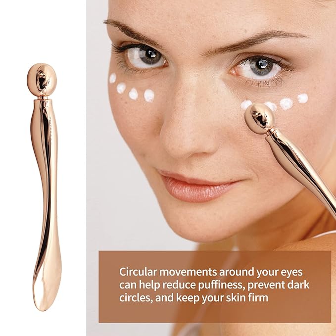 2PCS Metal Eye Cream Applicator Wand Stick, Massager Skin Care Tools, Face Roller Massager Tool,Eye Massage Wand Stick Girls Women Facial Massager for Reducing Puffiness Wrinkle