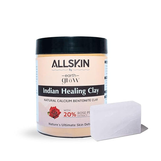 2pcs combo 100% Natural Multani Mitti with 20% Rose Petal Extract and 100% Organic Natural Alum Stone, fitkari | Fuller's Earth Clay