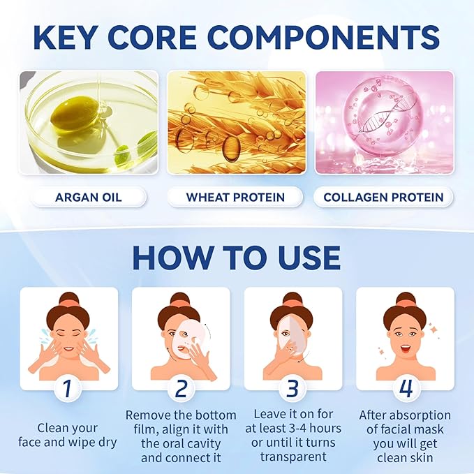 Deep Collagen Anti Wrinkle Lifting Mask, Collagen Mask, Deep Hydrating Firming Overnight Hydrogel Mask, Pore Minimizing, Elasticity Improvement(5PCS)