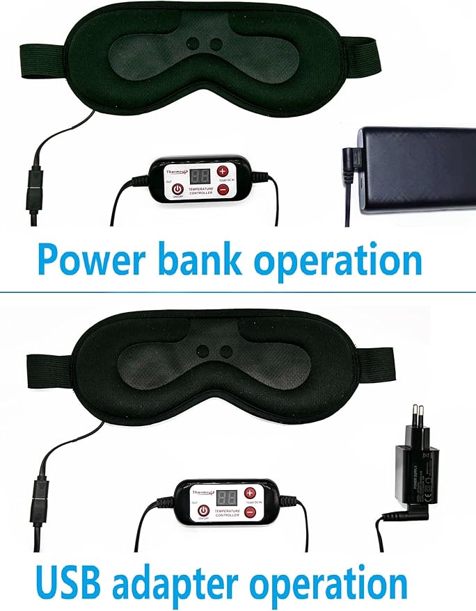 Heated Eye Mask, USB Eye Mask for Dry Eyes with Temperatur 105°F 115°F 125°F, far Infrared Therapy