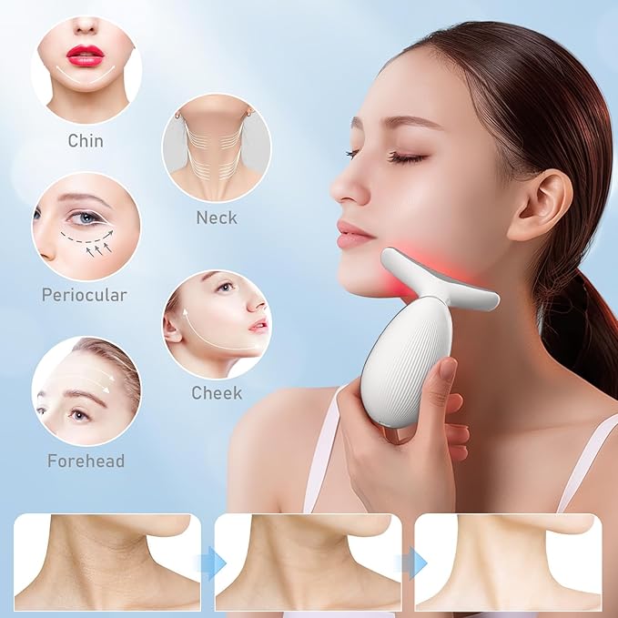 Face Neck Tool for Skin Care, Electric Neck Face Lifting Device for Wrinkle Removal (White)
