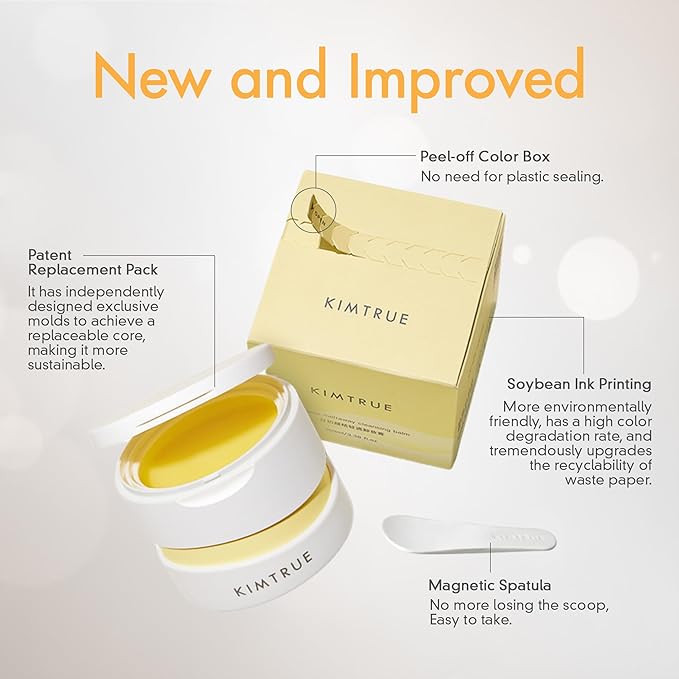 Kimtrue 3rd Generation Meltaway Cleansing Balm - Makeup Remover Balm for All Skin Types - Gently Meltaway Mascara, Eyeliner and Makeup - Oil Face Cleanser - Hydrating, Fragrance-Free - 3.38 oz