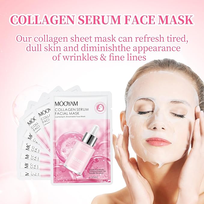 Peel Off Face Mask for Women & Men+Collagen Face Mask Sheet Pack of 10