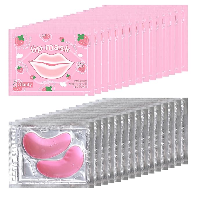 30 Pairs Eye Masks & Lip Masks, Crystal Collagen Under Eye Patches for Puffy Eyes, Moisturizing Lip Mask Pink Lip Pads for Lip Spa Daily Labial Mask Eye Patches for Reducing Fine Lines & Dark Circles
