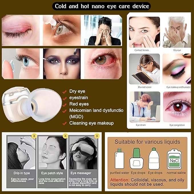 Heated Eye Sprayer for Dry Eyes Relief Mist Steamer Portable Warm Compress Eyes Mister for Eyelid,Eye Skin SPA Eye Steam Relief Dry Eyes and Stye Mini Eye Drops Tool