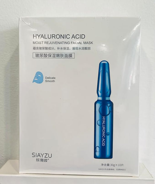 HYALURONIC ACID MOIST REJUVENATING FACIAL MASK SET 10, White