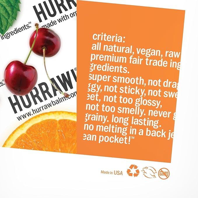 Hurraw! Grapefruit, Ginger, Eucalyptus (Kapha) Lip Balm, 3 Pack: Organic, Certified Vegan, Cruelty and Gluten Free. Non-GMO, 100% Natural Ingredients. Bee, Shea, Soy and Palm Free. Made in USA