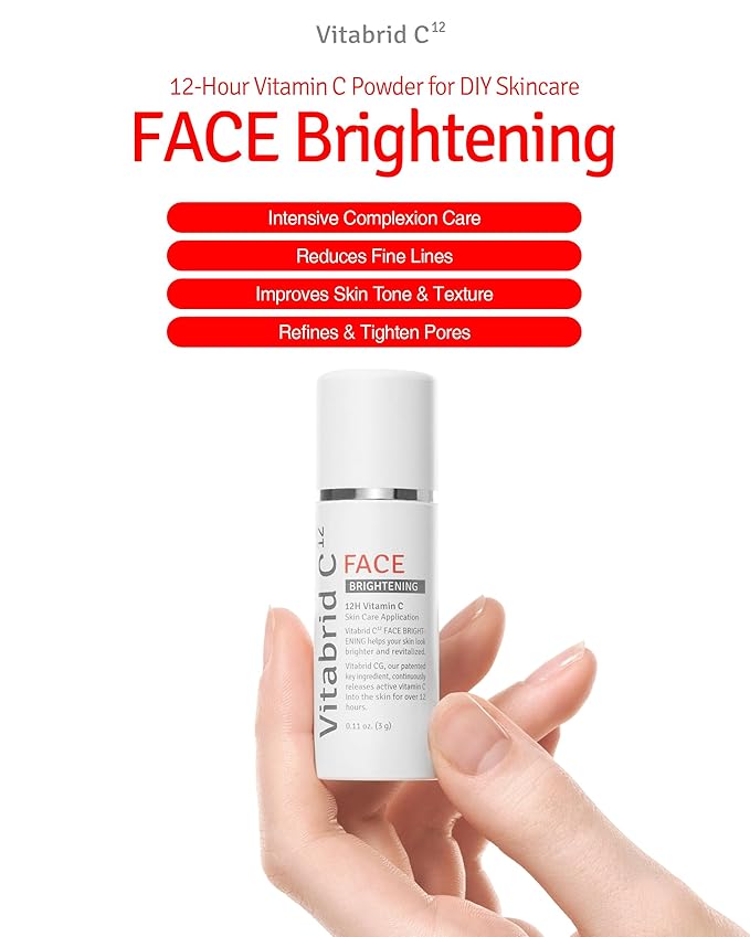 Vitamin C Boost Powder for Face with Niacinamide - 12 hours Active Vitamin C - Even Skin Tone, Age Defying, Minimizing Pores - Mix Powder with Serum & Cream, 0.04oz.