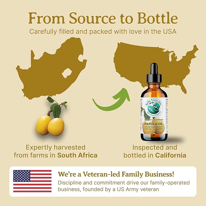 Bella Terra Oils - Marula Oil 8 oz - Cold-Pressed, Rich in Amino Acids & Antioxidants, the Epitome of Luxury Face Oil, Boost Your Glow