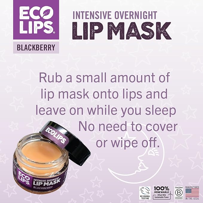 Eco Lips Daily Plumping Lip Mask with Hyaluronic Acid + Overnight Intensive Lip Mask with Gotu Kola 2-pack by Eco Lips 100% Natural. Made in USA