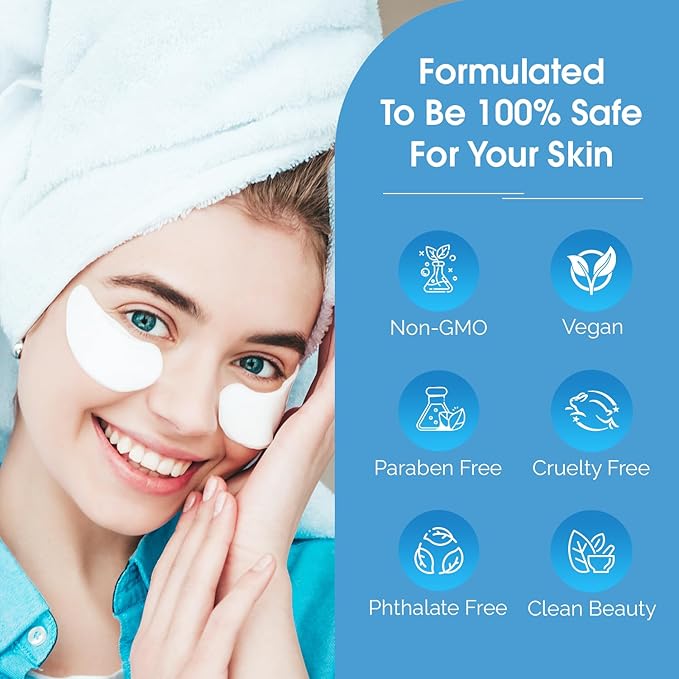 Under Eye Patches with Hyaluronic & Ceramide- Dermatologist Tested Korean Eye Gel Patches for Dark Circles & Puffiness -Illuminating & Wrinkle Reducing Formula for Brighter Eyes -15 Pairs