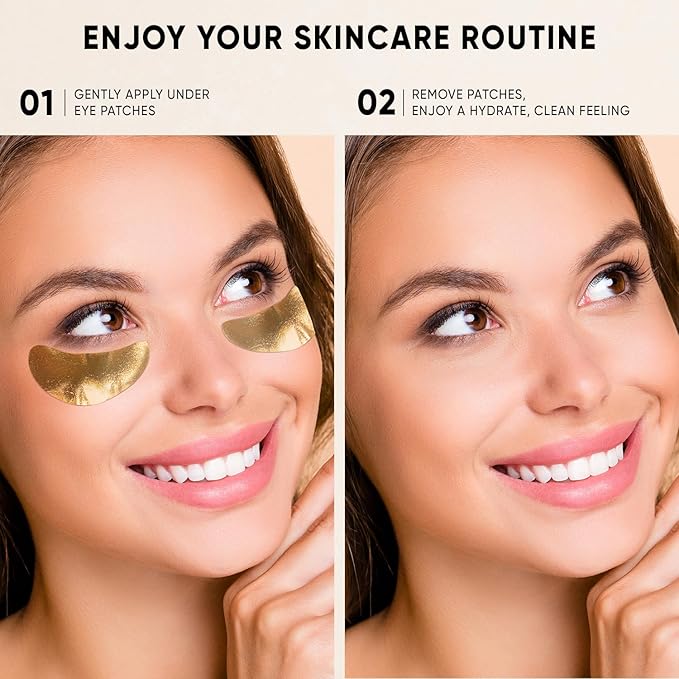 CÉLOR Under Eye Patches Premium - Golden Under Eye Mask Enriched with Hyaluronic Acid, Caffeine, Tea Tree & Collagen, Under Eye Patches for Puffy Eyes, Dark Circles and Puffiness (14 Pairs)