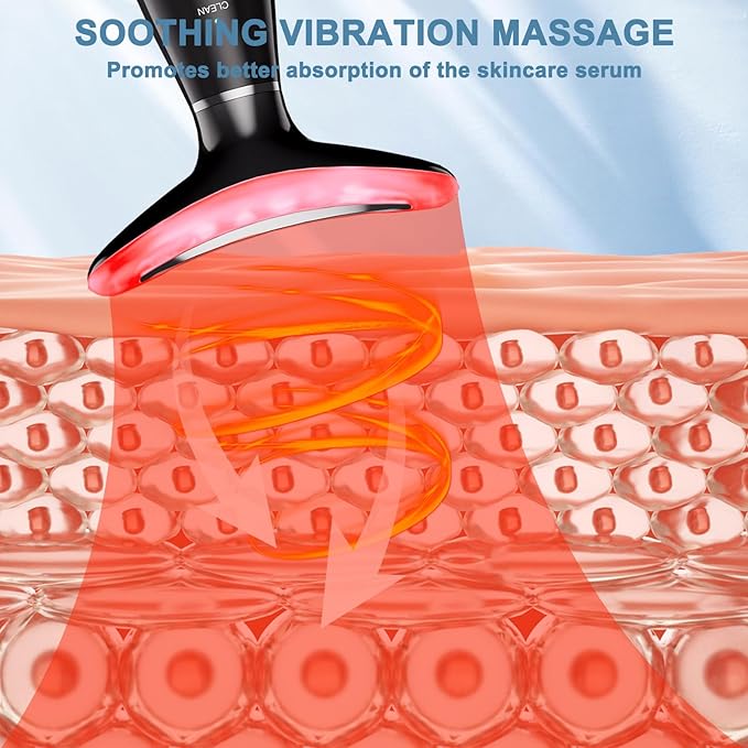 Face and Neck Beauty Device,3-in-1 Led Face Tool,Facial Massage for Skin Care (Black)