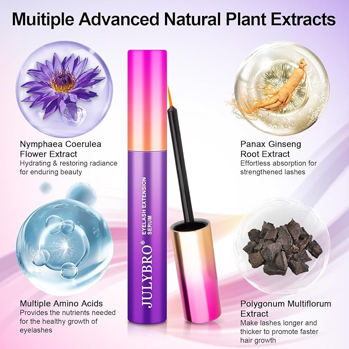 Eyelash Growth Serum(3ML), Eyelash Extension Serum with Natural Ingredients for Eyelash and Eyebrow, Eyelash Growth Serum to Grow Lashes Thicker, Healthier and Stronger