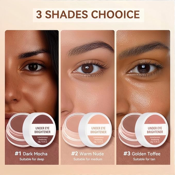 4 Colors Under Eye Brightener, Conceal & Brighten Dark Circles, Nourishing Waterproof Under Eye Cream Pot Concealer Full Coverage Peach Color Corrector Makeup(03 Golden Toffee)