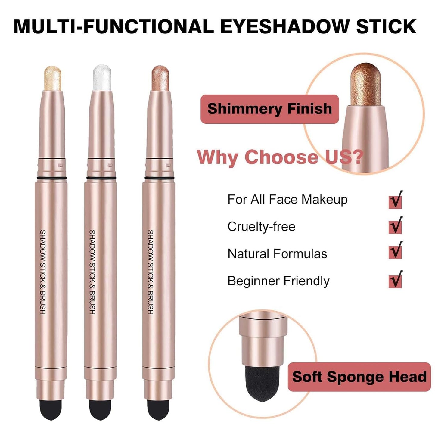 Brown Eyeshadow Stick, Smooth Cream Shimmer Single Eyeshadow Pencil, High Pigment Long Lasting Waterproof Eye Shadow Pen, Hypoallergenic Eye Highlighter Stick Create Multi-Dimensional Eyes Look 08#