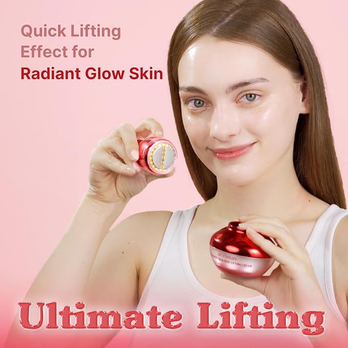 Shumage Gold Seal Lifting Cream+Device & Shumage Shot Gold Seal Lifting Ampoule - Moisturizer Face Lift Cream, Hydrating & Tightening for Sagging Skin - Collagen Serum for Radiant Glow