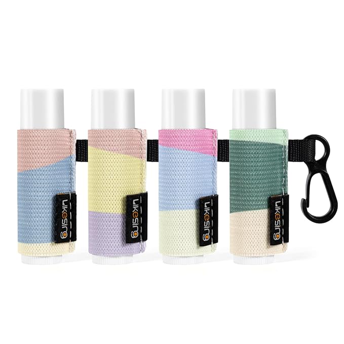 Chapstick Holder Key Chain, Lip Balm Holder for Chapstick Lip Gloss, Elastic Sleeve Chapstick Keychain Holder for Keys Purse Lanyard Gift for Women Girls (Color Clash, 4pcs)