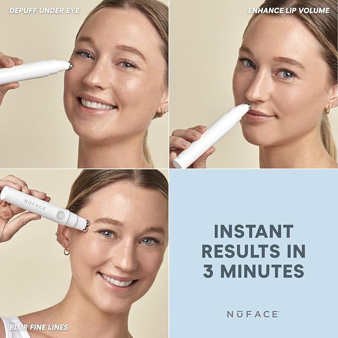 NuFACE FIX Line Smoothing Starter Kit - FDA Cleared Microcurrent Device + Serum Activator for On-The-Go Treatment of Forehead Lines, Crow's Feet, Under Eyes, Smile & Fuller-Looking Lips