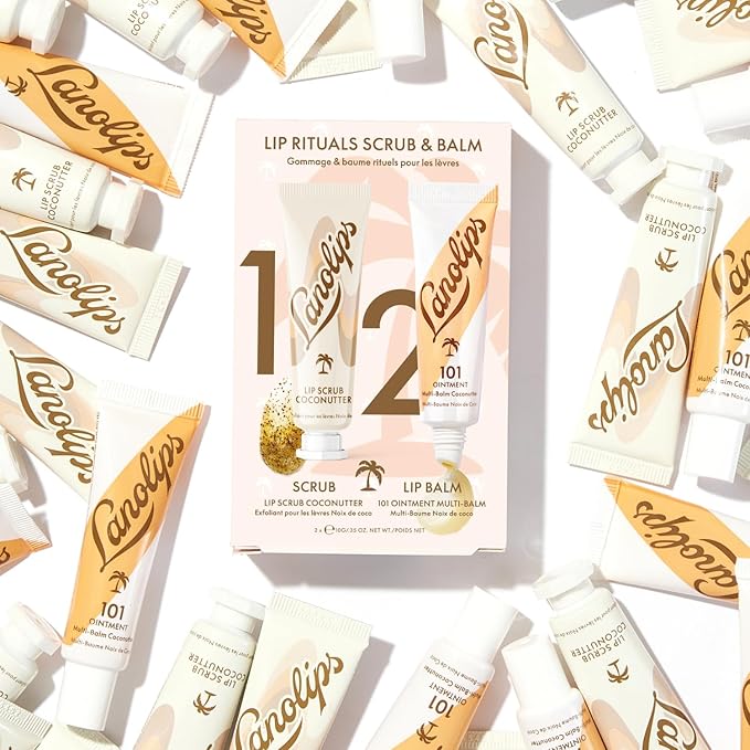 Lanolips Coconutter Lip Scrub & Lip Balm - Lip Rituals Lip Care Kit Infused with Pure Lanolin & Coconut Oil - Gently Smoothes and Hydrates Dead Skin (2 Count)