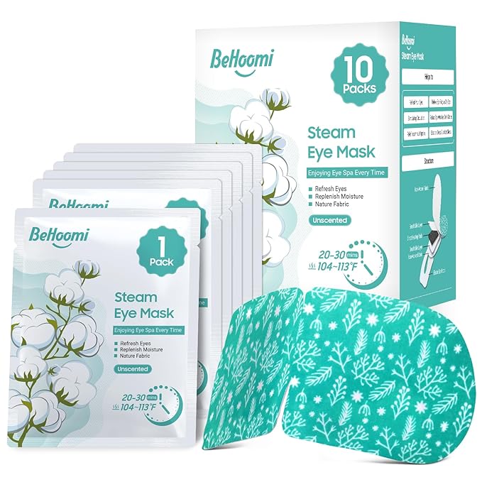 Steam Eye Mask, 10 Packs Heated Eye Mask, Self Heating Disposable SPA Warm Compress for Eyes Sleep Mask, Soothing Moist Heat Eye Masks, Travel Essentials & Relaxation Gifts (Unscented)