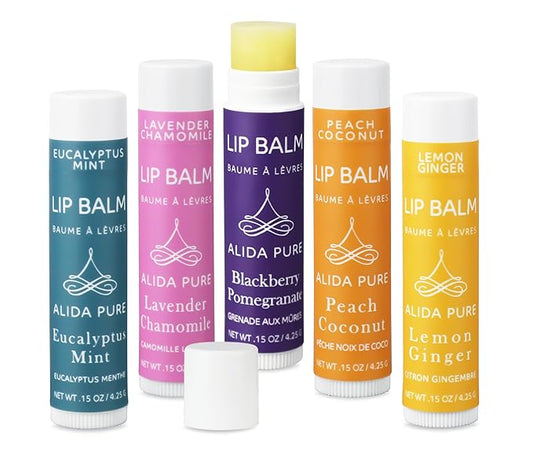 Duet Lip Balm Collection, Vegan Lip Balm Set, Beeswax Free, with Avocado Oil, Organic Jojoba Oil, and Vitamin E, Natural Moisturizer for Dry, Chapped Lips, 5 Tube Set