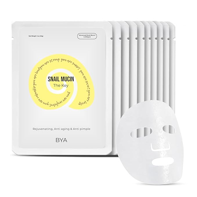 BYA x7 Rejuvenating, Anti aging, Anti pimple, Snail Mucin, Face Masks Skincare, Facial Mask, Face Mask Skin Care, Sheet Mask, Face Mask Set, Face Sheet Masks Skincare, Hydrating Face Masks Sheets