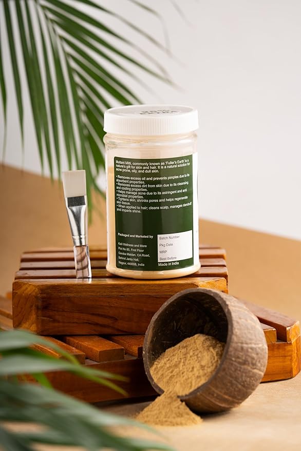 KAILI WELLNESS & MORE 100% Natural Bentonite Clay Kit, 8oz + 2oz Fuller's Earth (Multani Mitti) for DIY Face Pack, Hair Mask & Body Detox, with Accessories, 25% Extra