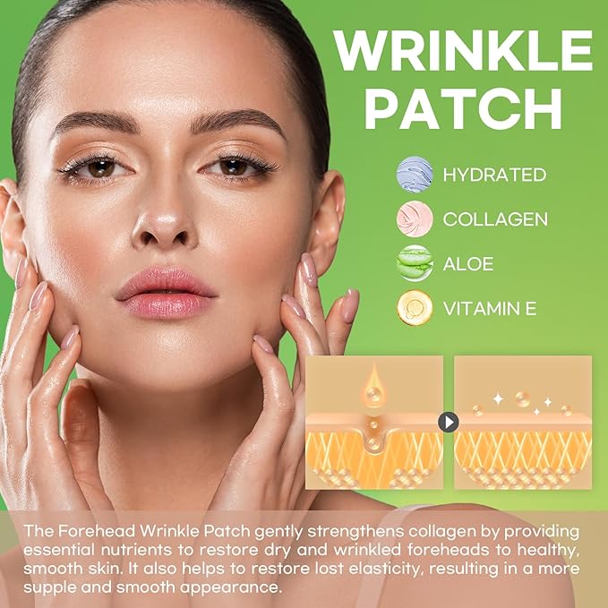 Forehead Wrinkle Patches 12Pcs with Smile Line Patches 24Pcs with Aloe, Collagen, Vitamin E, Forehead Wrinkles Treatment and Smile Lines Treatment