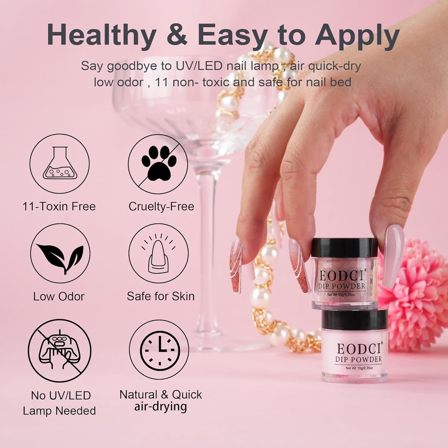 12 Pcs Dip Powder Nail Kit Starter, 6 Colors Glitter Pink Nude Sparkle Purple Dipping Powder Kit with Base & Top Coat/Activator/Brush Saver, Nail Art Dip Manicure Kits for Women