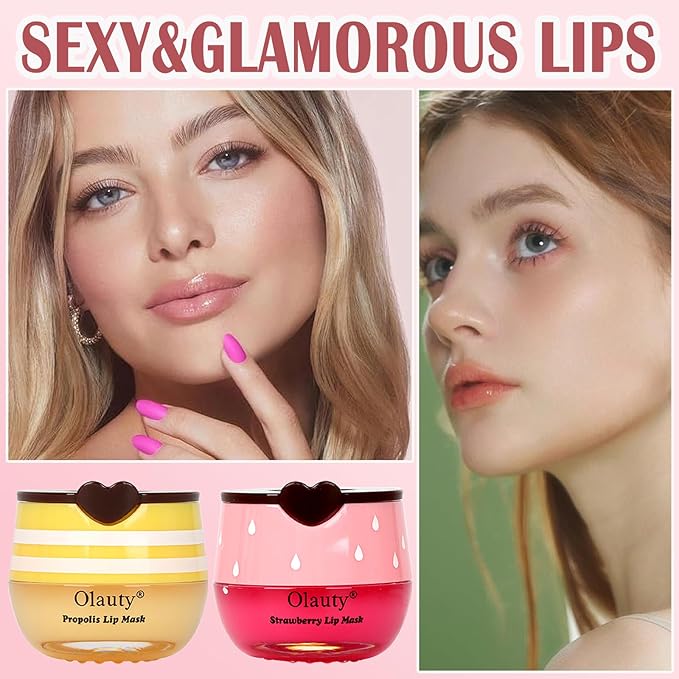 4 Pcs Bee Lip Balm Honey Pot,Strawberry&Watermelon&Honey&Apple Lime Lip Mask Overnight Hydrating Prevention Dry and Cracked Lip Scrubs Exfoliator Lip Care, Lip Sleeping Mask Reduces Lip Lines