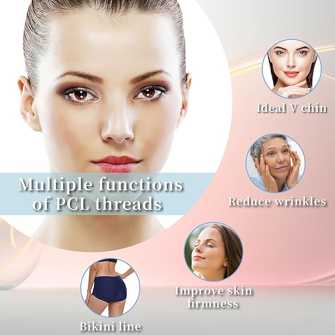 elves PCL Threads for Face Lift Mono Threads 27G60mm Pcl Smooth Threads Sharp Tip PCL Threads Mono 20Pcs Long-Lasting Skin Tightening Smoothing of Wrinkles