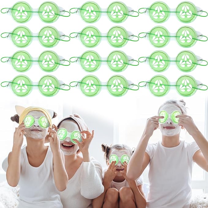 12 Pcs Cucumber Eye Pads Gel Eye Masks Cooling Heating Eye Pads Spa Party Favors Sleepover Slumber Party Supplies