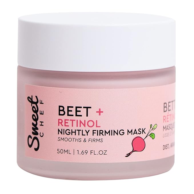 Sweet Chef Beet + Retinol Nightly Firming Mask - Beet Root Extract + Smoothing Retinol Night Cream Mask - Vegan Overnight Face Mask with Squalane + Hyaluronic Acid (50ml / 1.69 fl oz)