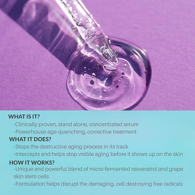 Serious Skincare Absolutes Age Disrupter Facial Treatment Serum with Resveratrol for Smooth & Radiant Skin - Grape Skin Stem Cells - Improve Elasticity - 1 oz.