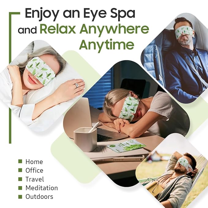 30Packs Steam Eye Mask, Heated Eye Mask Warm Compress for Eyes, Self Heating Warm Eye Masks Disposable Steam Mask for Home Sleep, Spa, Travel Essentials & Relaxation Gifts (Green Tea)