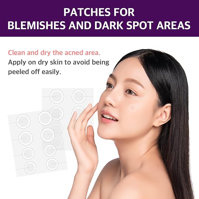 Micro dot-style Blemish Pimple Patch 8 Ct - Invisible Acne Zit Patch Centella Asiatica Hyaluronic Acid for Face Blackhead Dark Spot Facial Skin Care Products