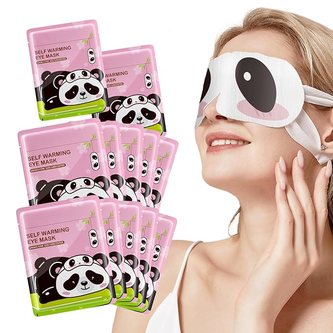IREV 12 Pack Steam Eye Mask, SPA Warm Sleep Eye Mask, Disposable Heated Eye Masks for Dark Circles, Puffy Eyes, Relief Stress Eye Fatigue, Travel Essentials & Relaxation Gifts for Women