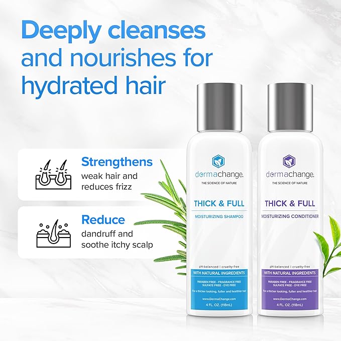 Hair Growth Shampoo and Conditioner for Men and Women - Dry Scalp Treatment, Moisturizing Shampoo and Conditioner - Sulfate Free and Fragrance-Free - Volumizing Hair (4oz)