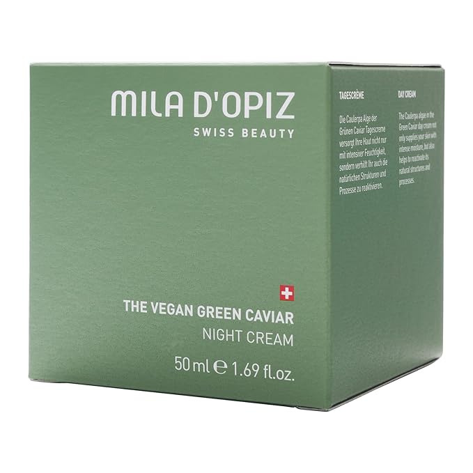 Mila d'Opiz The Vegan Green Caviar Night Cream - Face Moisturizer with Aloe Vera - Toning and Firming - Anti Aging Moisturizer Face Cream - 1.69 oz