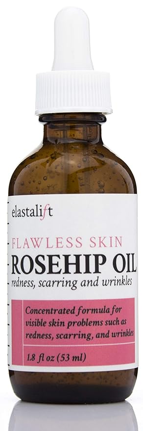 Elastalift Rosehip Oil for face with Vitamin C and Cucumber. Pure Rosehip face oil helps with Wrinkles, Scarring, and Redness for a brighter skin complexion. 1.8 Fl Oz (Pack of 2)