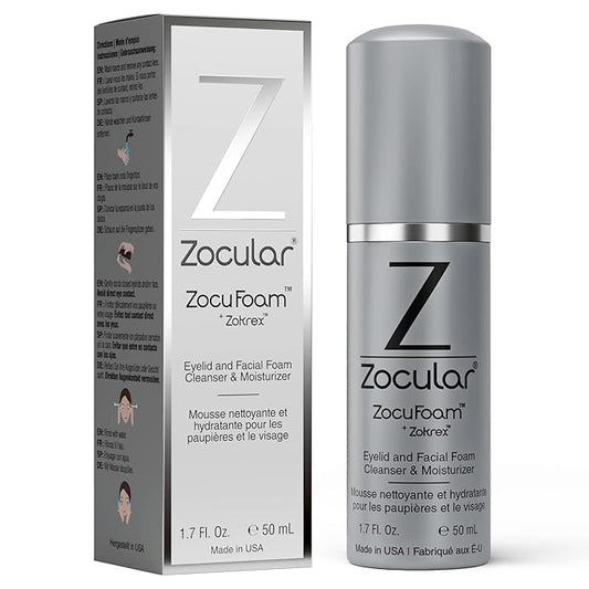 ZocuFoam Eyelid Cleanser - Foaming Eyelid Scrub - Natural pH Balanced Solution - 1.7 FL OZ (50mL)
